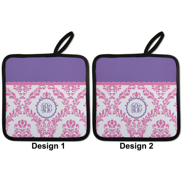 Pink, White & Purple Damask Pot Holders - Set of 2 APPROVAL
