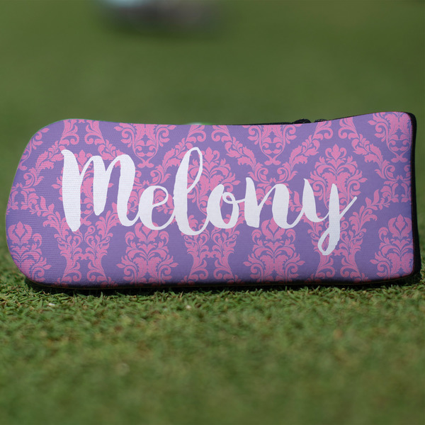 Custom Pink, White & Purple Damask Blade Putter Cover (Personalized)