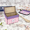 Pink, White & Purple Damask Recipe Box - Full Color - In Context