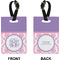 Pink, White & Purple Damask Rectangle Luggage Tag (Front + Back)