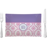 Pink, White & Purple Damask Glass Rectangular Lunch / Dinner Plate (Personalized)