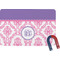 Pink, White & Purple Damask Rectangular Fridge Magnet (Personalized)