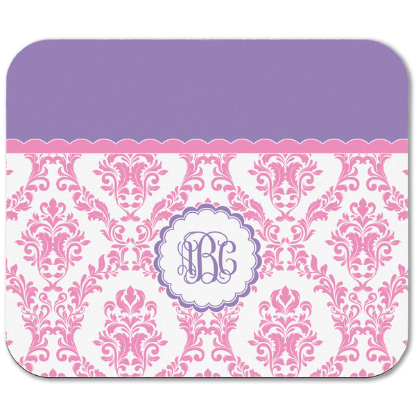 Pink, White & Purple Damask Rectangular Mouse Pad - APPROVAL