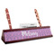 Pink, White & Purple Damask Red Mahogany Nameplates with Business Card Holder - Angle