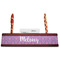 Pink, White & Purple Damask Red Mahogany Nameplates with Business Card Holder - Straight