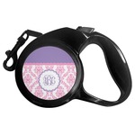 Pink, White & Purple Damask Retractable Dog Leash (Personalized)