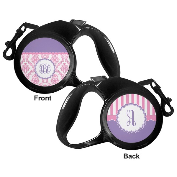 Pink, White & Purple Damask Retractable Dog Leash - Medium Large - Apvl