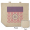 Pink, White & Purple Damask Reusable Cotton Grocery Bag - Front & Back View