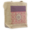 Pink, White & Purple Damask Reusable Cotton Grocery Bag - Single (Personalized)
