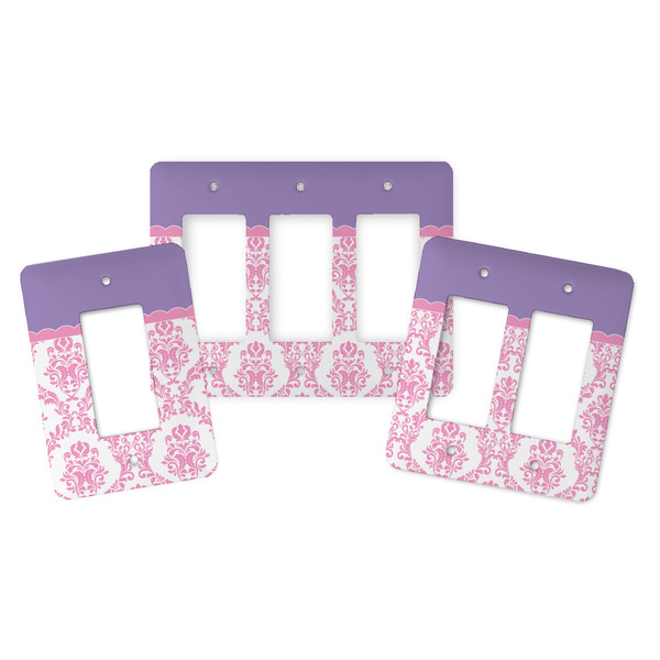 Pink, White & Purple Damask Rocker Light Switch Covers - Parent - ALL VARIATIONS