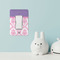 Pink, White & Purple Damask Rocker Light Switch Covers - Single - IN CONTEXT