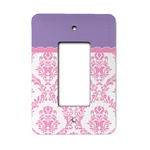 Pink, White & Purple Damask Rocker Style Light Switch Cover - Single Switch