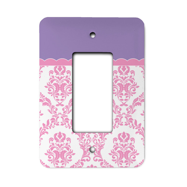 Custom Pink, White & Purple Damask Rocker Style Light Switch Cover