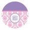 Pink, White & Purple Damask Round Decal - XLarge (Personalized)