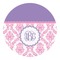 Pink, White & Purple Damask Round Decal - Small (Personalized)