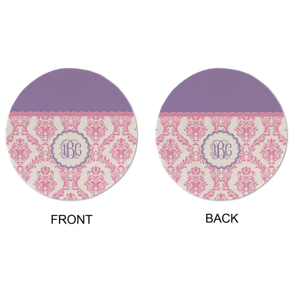 Pink, White & Purple Damask Round Linen Placemats - APPROVAL (double sided)