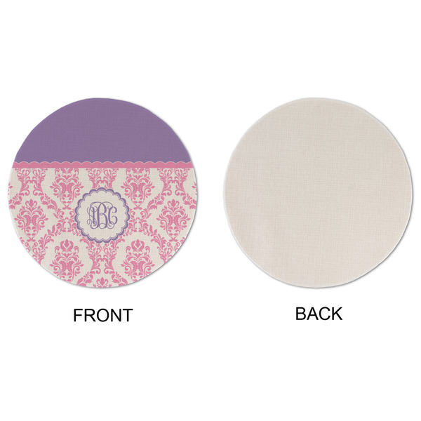 Pink, White & Purple Damask Round Linen Placemats - APPROVAL (single sided)