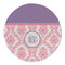 Pink, White & Purple Damask Round Linen Placemats - FRONT (Double Sided)