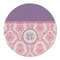 Pink, White & Purple Damask Round Linen Placemats - FRONT (Single Sided)