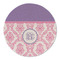 Pink, White & Purple Damask Round Linen Placemat (Personalized)