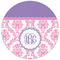 Pink, White & Purple Damask Round Mousepad - APPROVAL