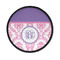 Pink, White & Purple Damask Iron On Round Patch w/ Monogram