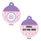 Pink, White & Purple Damask Round Pet ID Tag - Large - Approval