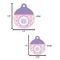 Pink, White & Purple Damask Round Pet ID Tag - Large - Comparison Scale