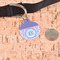 Pink, White & Purple Damask Round Pet ID Tag - Large - In Context