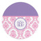 Pink, White & Purple Damask Round Stone Trivet - Front View