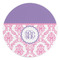 Pink, White & Purple Damask Round Stone Trivet (Personalized)
