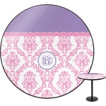 Pink, White & Purple Damask Round Table (Personalized)