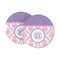 Pink, White & Purple Damask Sandstone Car Coasters - Set of 2 (Personalized)