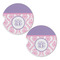Pink, White & Purple Damask Sandstone Car Coasters - Set of 2