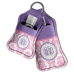 Pink, White & Purple Damask Hand Sanitizer & Keychain Holder (Personalized)