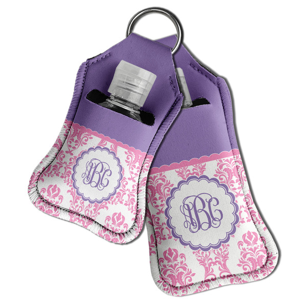 Pink, White & Purple Damask Sanitizer Holder Keychain - Both in Case (PARENT)
