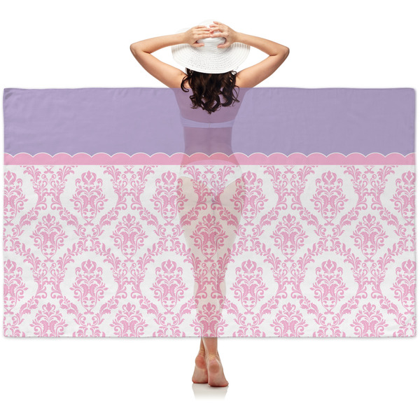 Custom Pink, White & Purple Damask Sheer Sarong