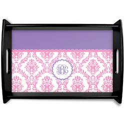 Pink, White & Purple Damask Wooden Tray (Personalized)