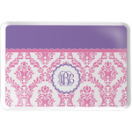 Pink, White & Purple Damask Serving Tray w/ Monogram