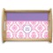 Pink, White & Purple Damask Natural Wooden Tray - Small (Personalized)
