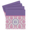 Pink, White & Purple Damask Set of 4 Sandstone Coasters - Front View