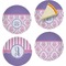 Pink, White & Purple Damask Set of Appetizer / Dessert Plates