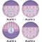 Pink, White & Purple Damask Set of Lunch / Dinner Plates (Approval)