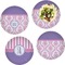Pink, White & Purple Damask Set of Lunch / Dinner Plates