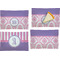 Pink, White & Purple Damask Set of Rectangular Appetizer / Dessert Plates