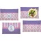 Pink, White & Purple Damask Set of 4 Glass Rectangular Lunch / Dinner Plate (Personalized)