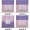 Pink, White & Purple Damask Set of Square Dinner Plates (Approval)