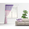Pink, White & Purple Damask Sheer Curtain With Window and Rod - in Room Matching Pillow