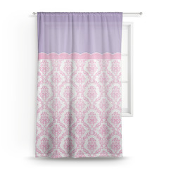 Pink, White & Purple Damask Sheer Curtain