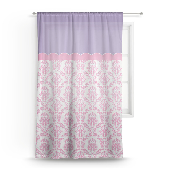 Custom Pink, White & Purple Damask Sheer Curtain - 50"x84"
